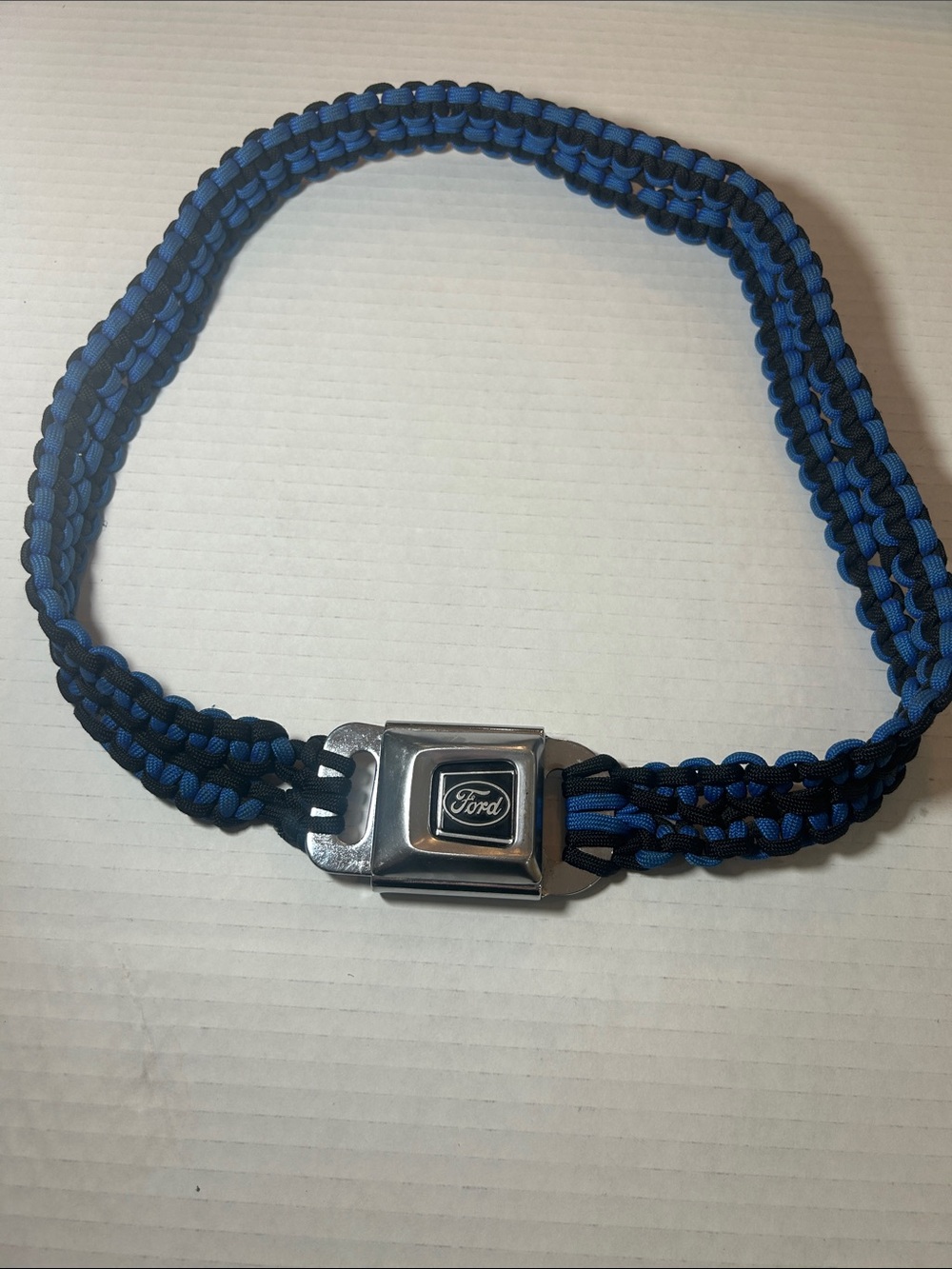 Ford Braided Blue and Black Seatbelt-Style Belt